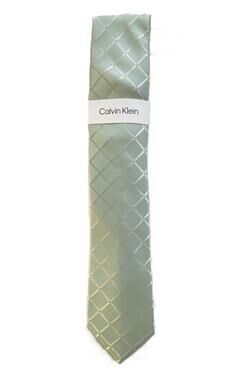 Calvin Klein Necktie Silk Blend Classic Width and Length Green Geo NEW